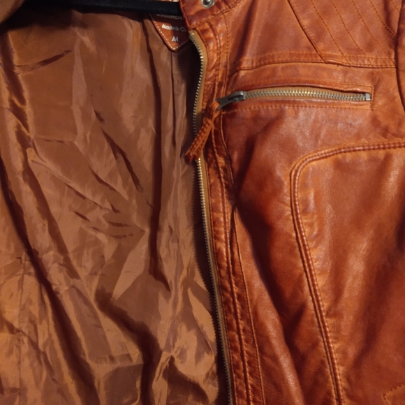 Sebby Collection Faux Leather Medium Brown Jacket - Picture 5 of 14